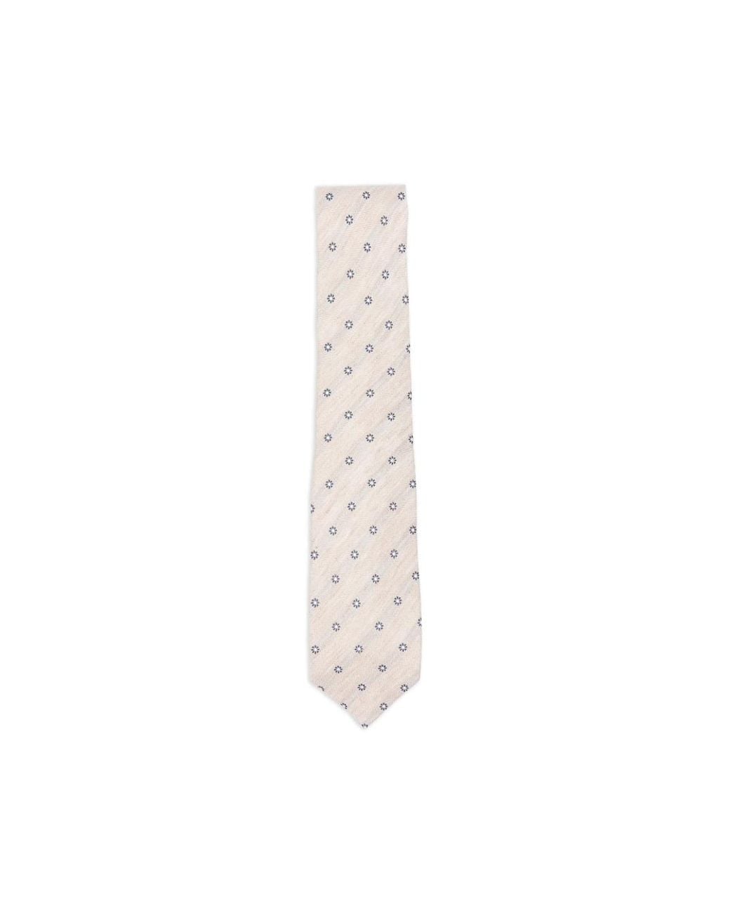 Barba Napoli White Floral-Pattern Tie for men