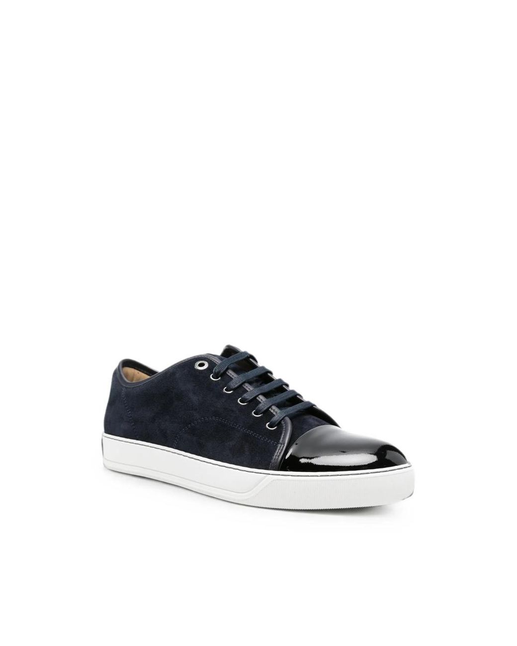 Lanvin Black Dbb1 Patent-Toe Suede Sneakers for men