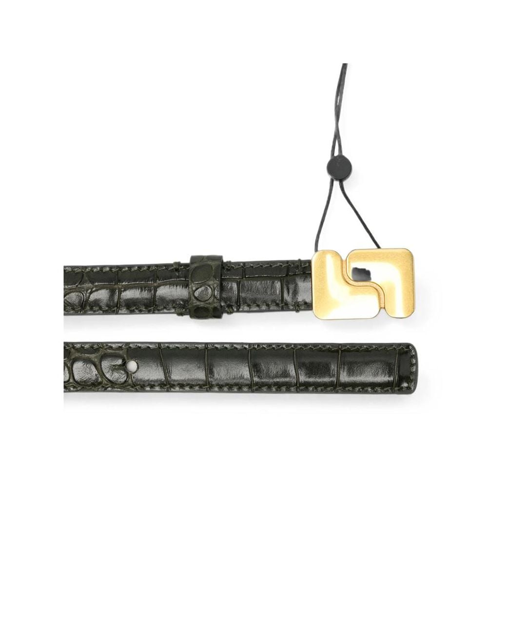 Soeur Green Mini Ninon Croc-Effect Leather Belt