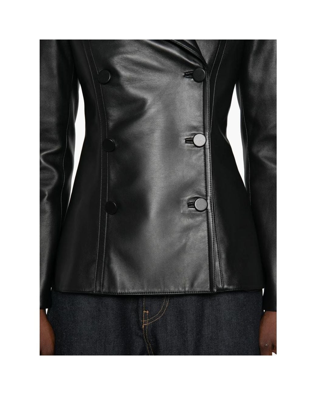 Alaïa Black Double-Breasted Leather Jacket