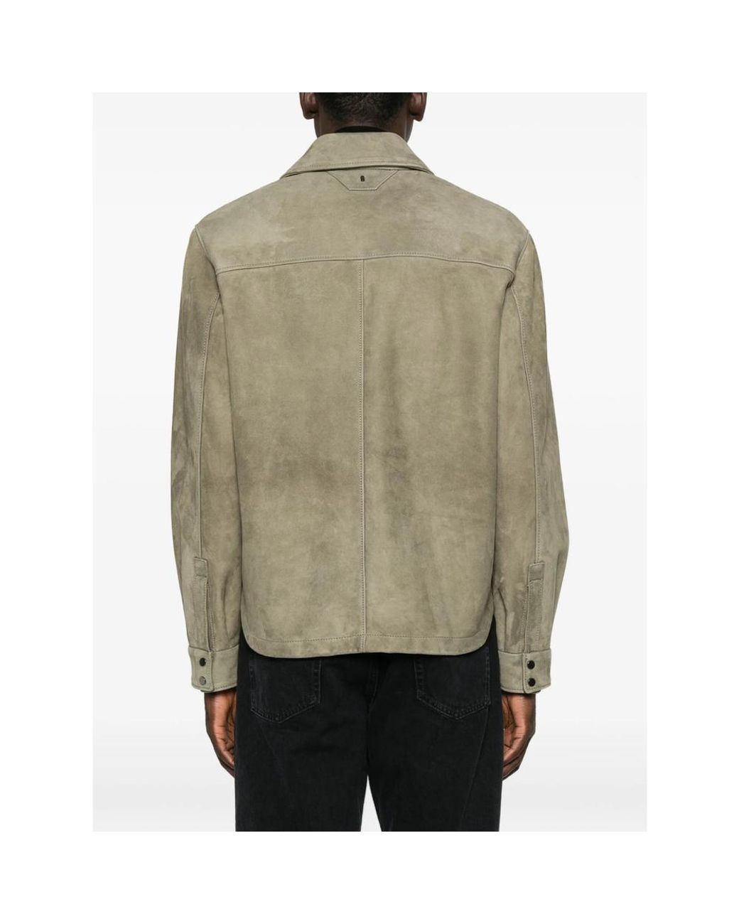 Salvatore Santoro Green Suede Press-Stud Jacket for men
