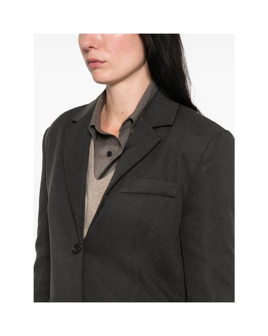 LA PISCINE Black Notched-Lapel Single-Breasted Jacket