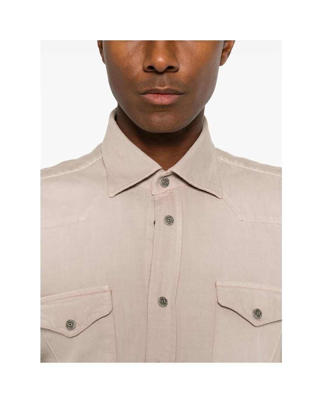 Sartorio Napoli Natural Press-Stud-Fastening Shirt for men