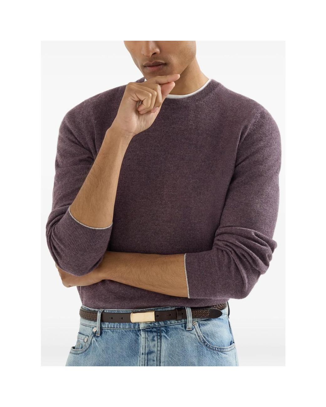 Brunello Cucinelli Purple Cashmere Sweater for men