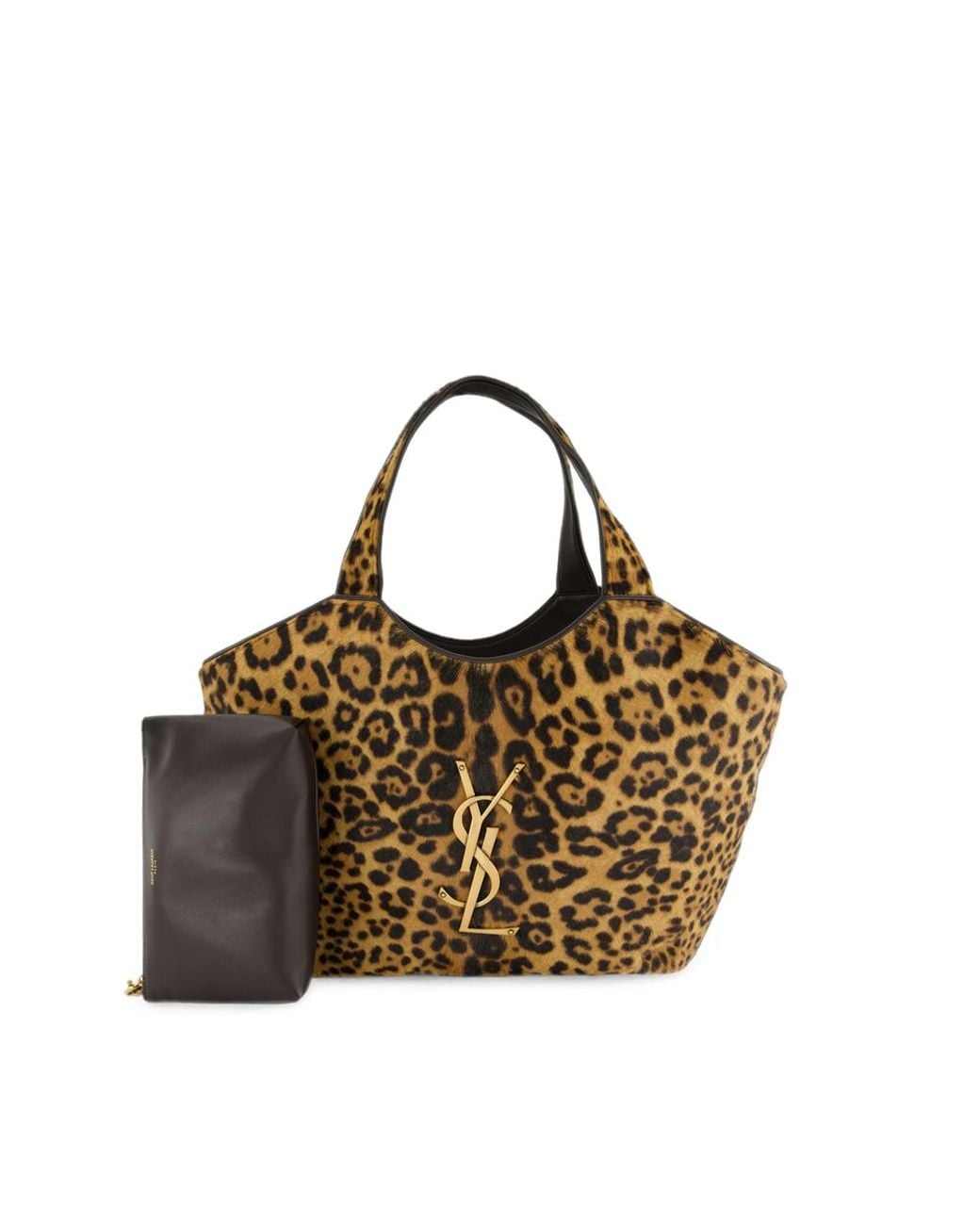 Saint Laurent Brown Medium Icare Leopard-Print Tote Bag