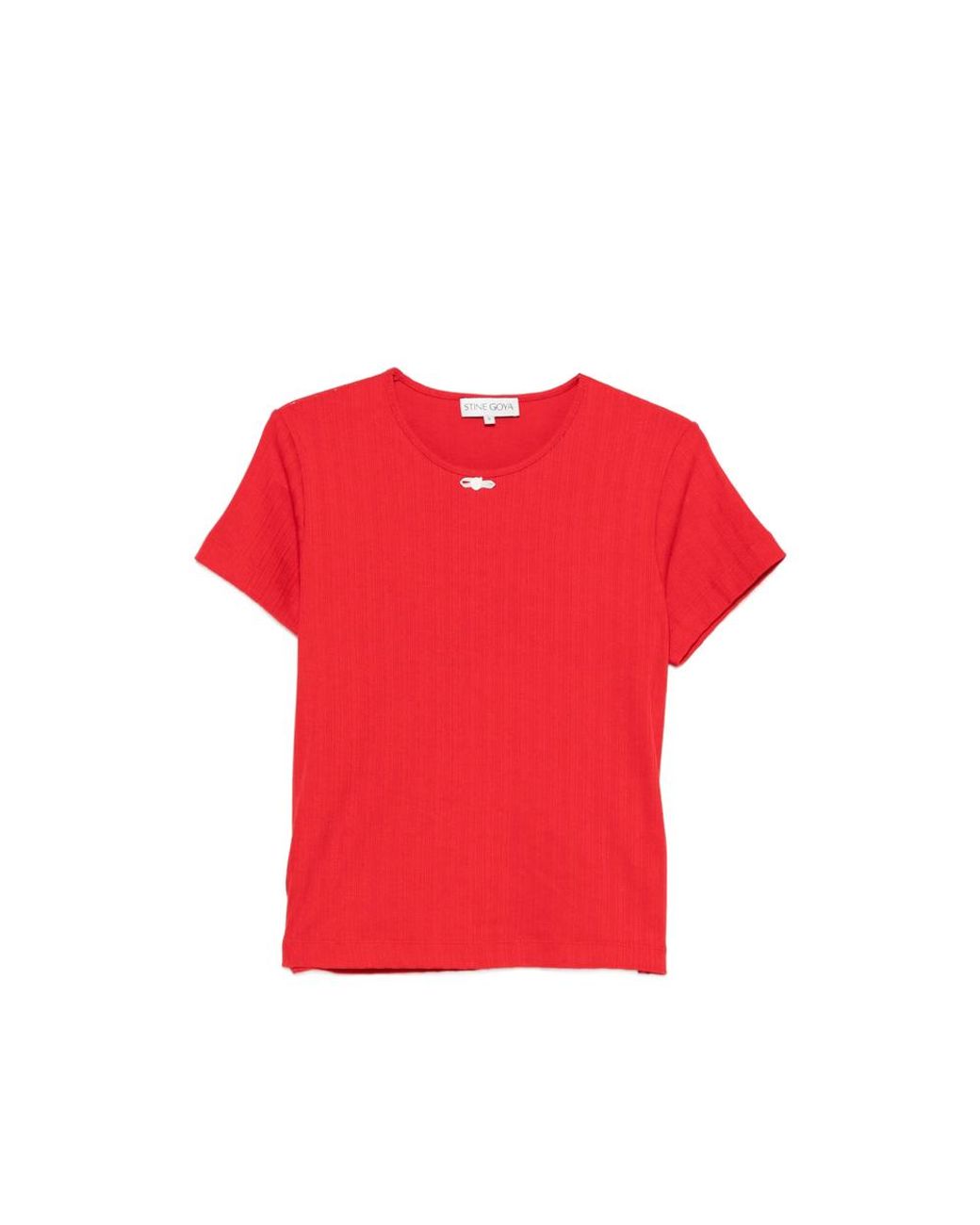 Stine Goya Red Ribbed Bow-Detail T-Shirt