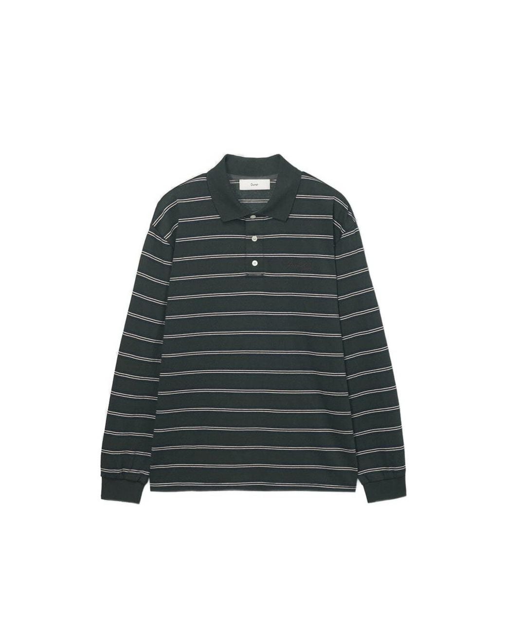DUNST Green Striped Long-Sleeve Polo Shirt for men