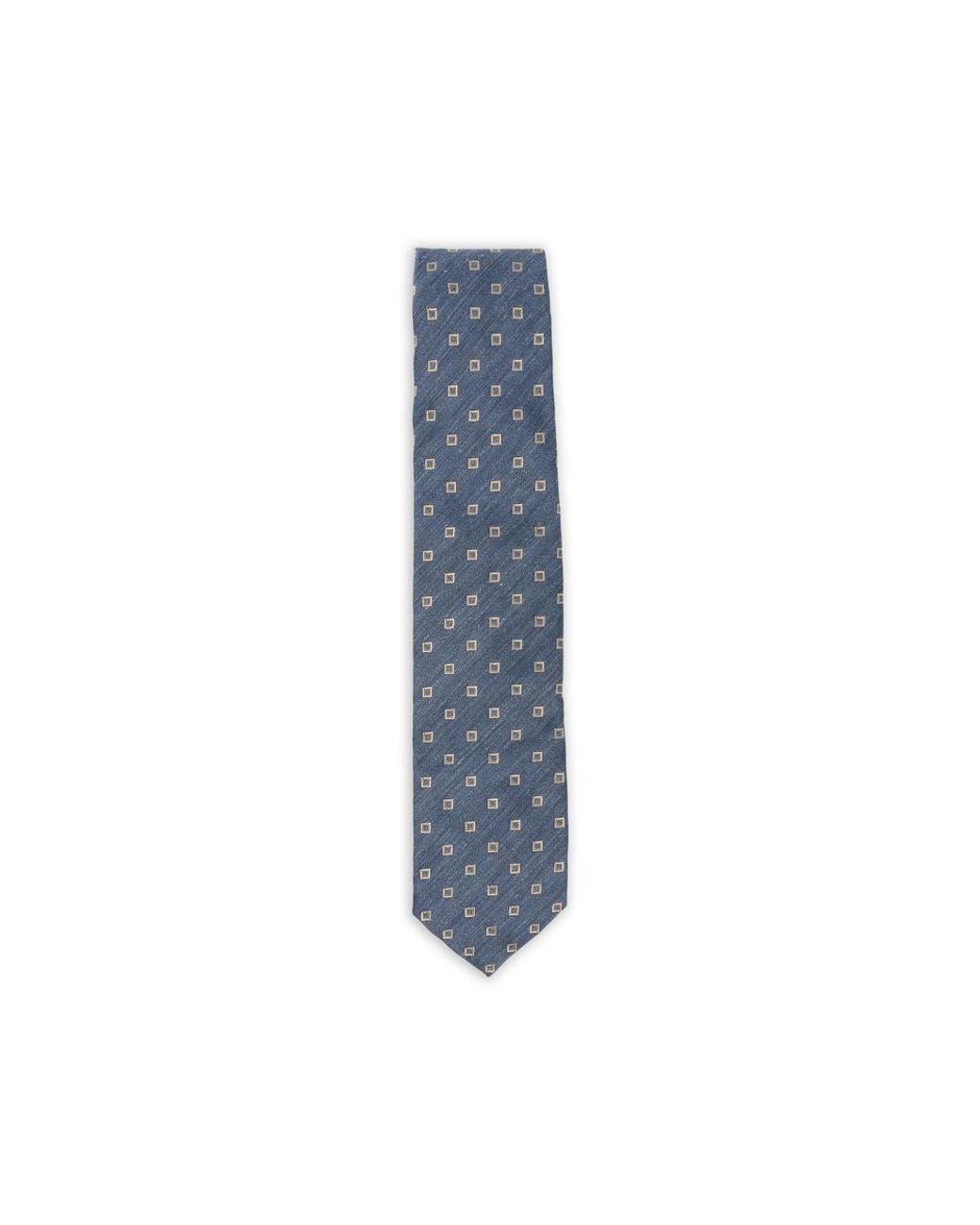 Barba Napoli Blue Geometric-Pattern Tie for men