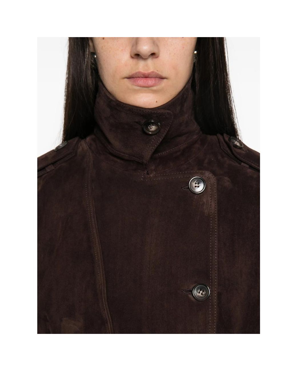 Almala Brown Belted Suede Trench Coat