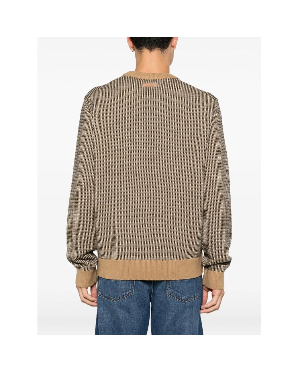 Calvin Klein Natural Micro-Patterned Crew-Neck Sweater for men