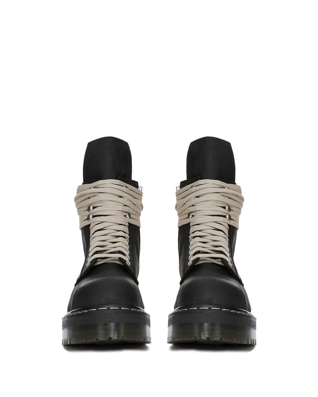 Rick Owens X Dr. Martens Black Quad Sole Steel Toe Combat Boots