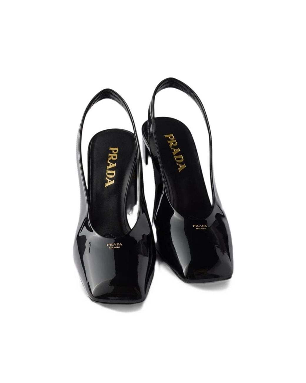 Prada Black Patent-Leather Slingback Pumps