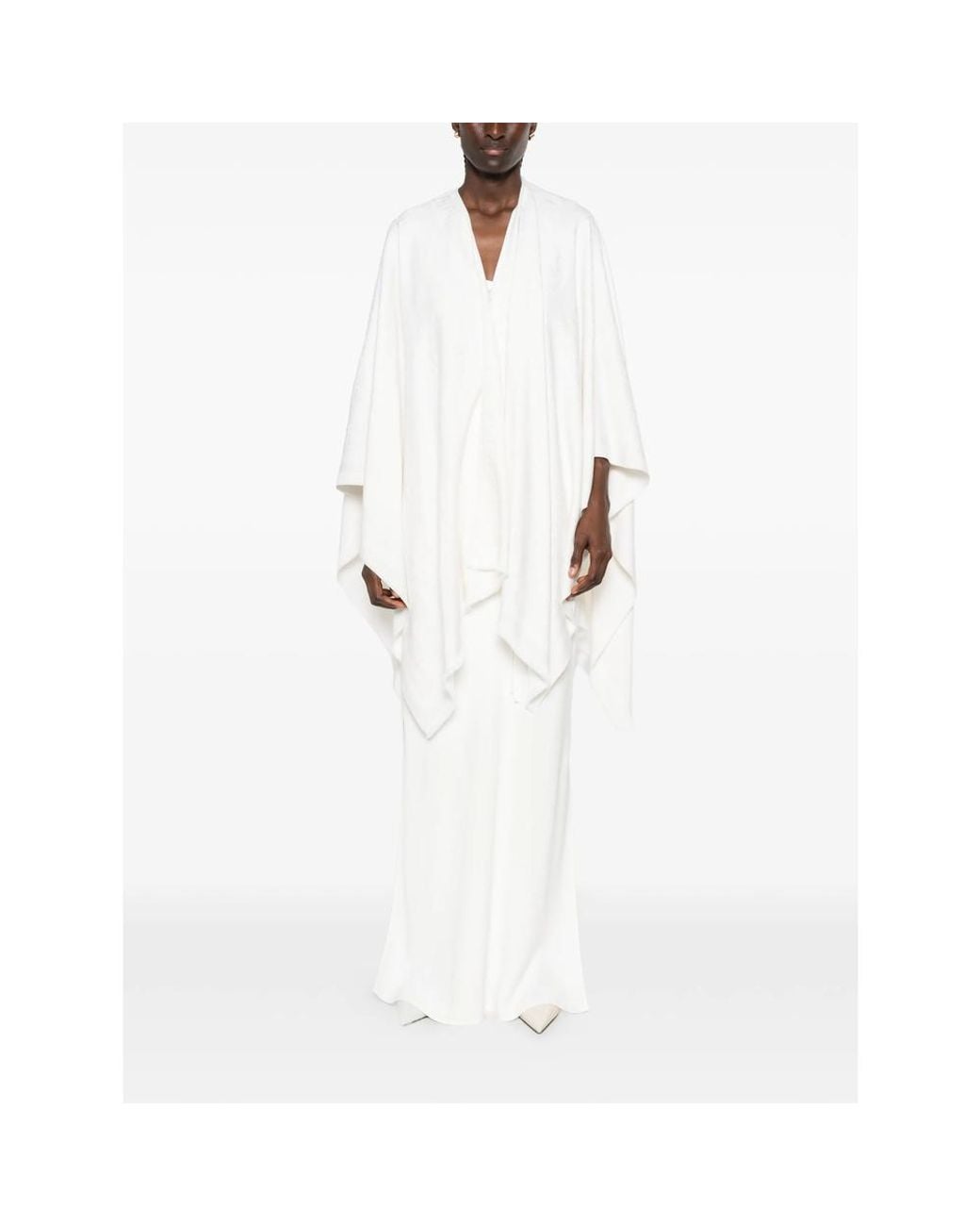 Fendi White Ff Jacquard Poncho