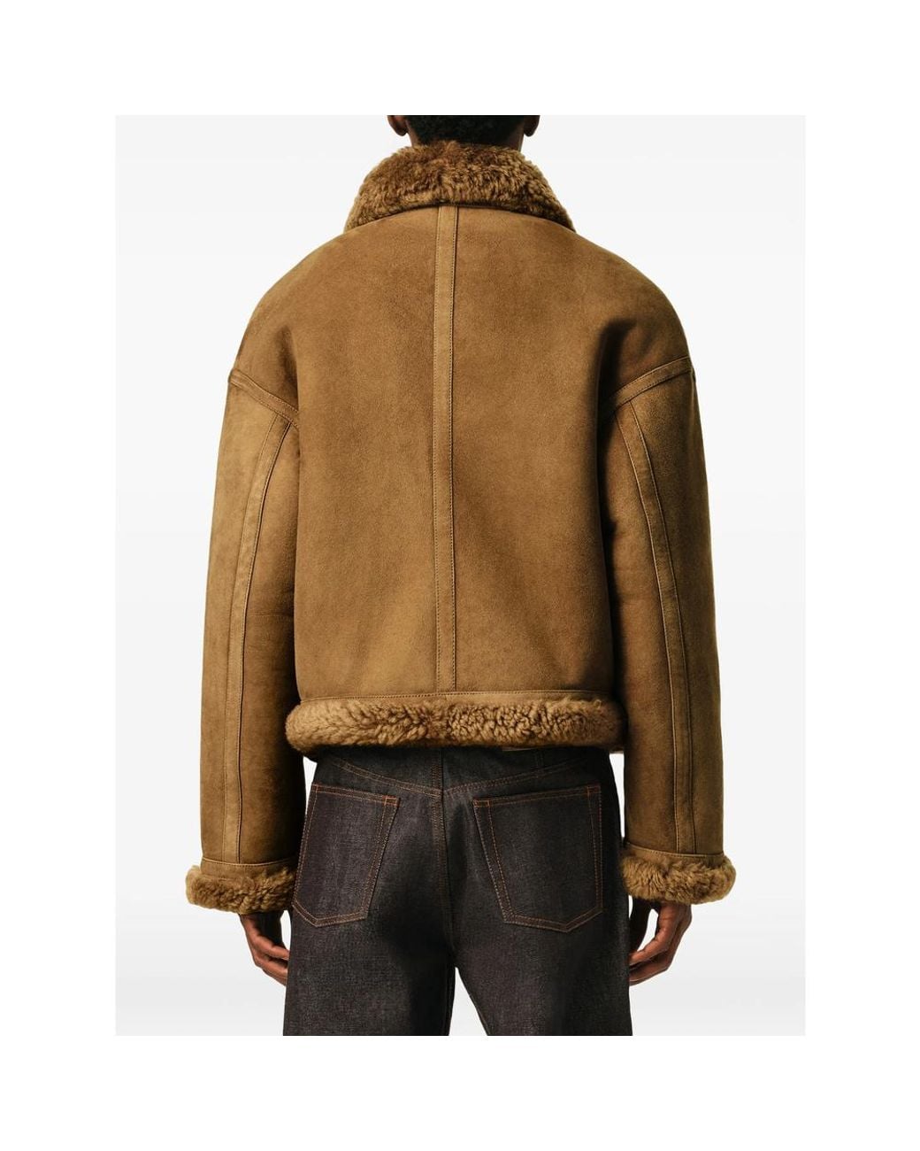 AMI Brown Sheep Shearling Aviator Jacket for men