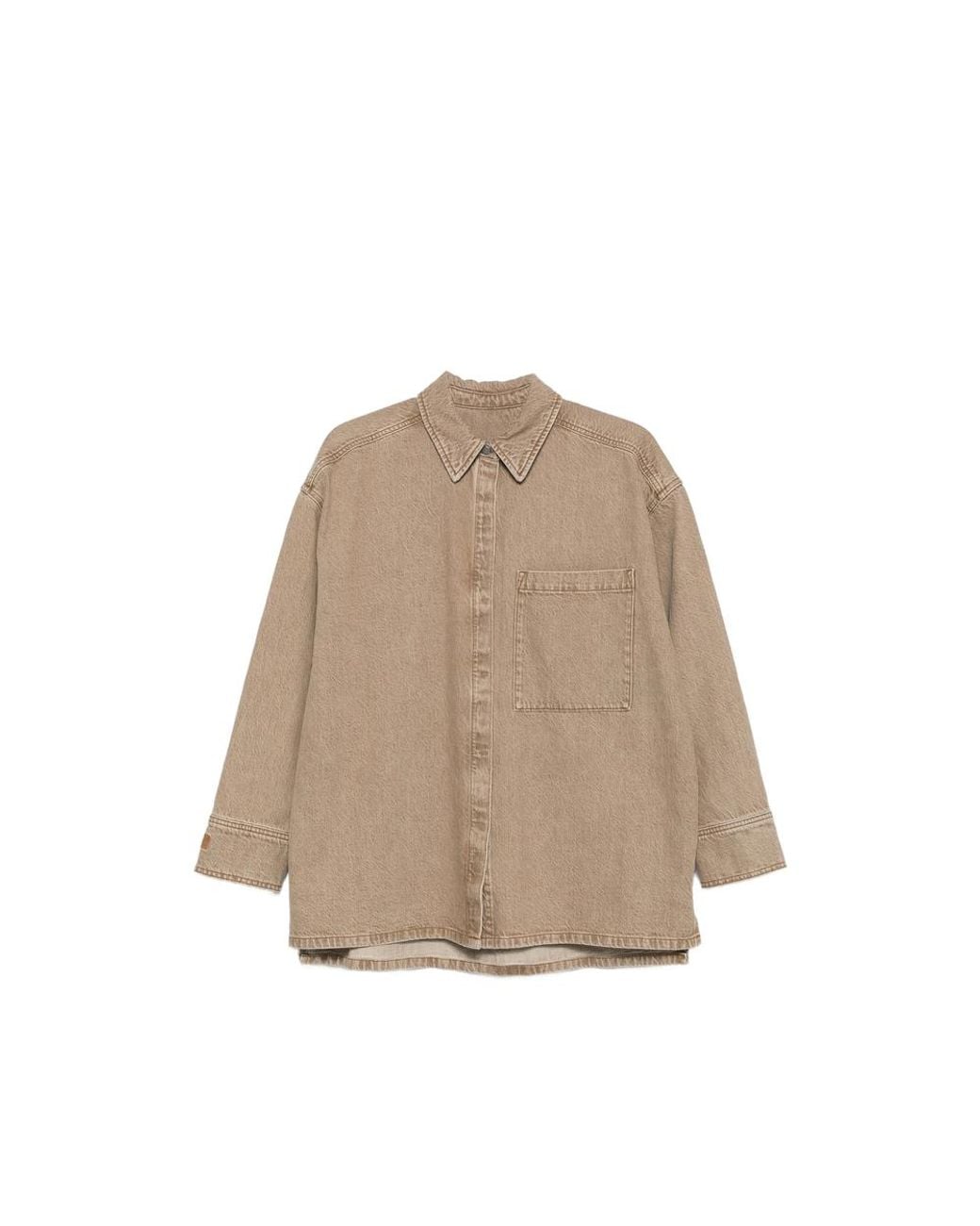 By Malene Birger Natural Logo-Embroidered Denim Shirt