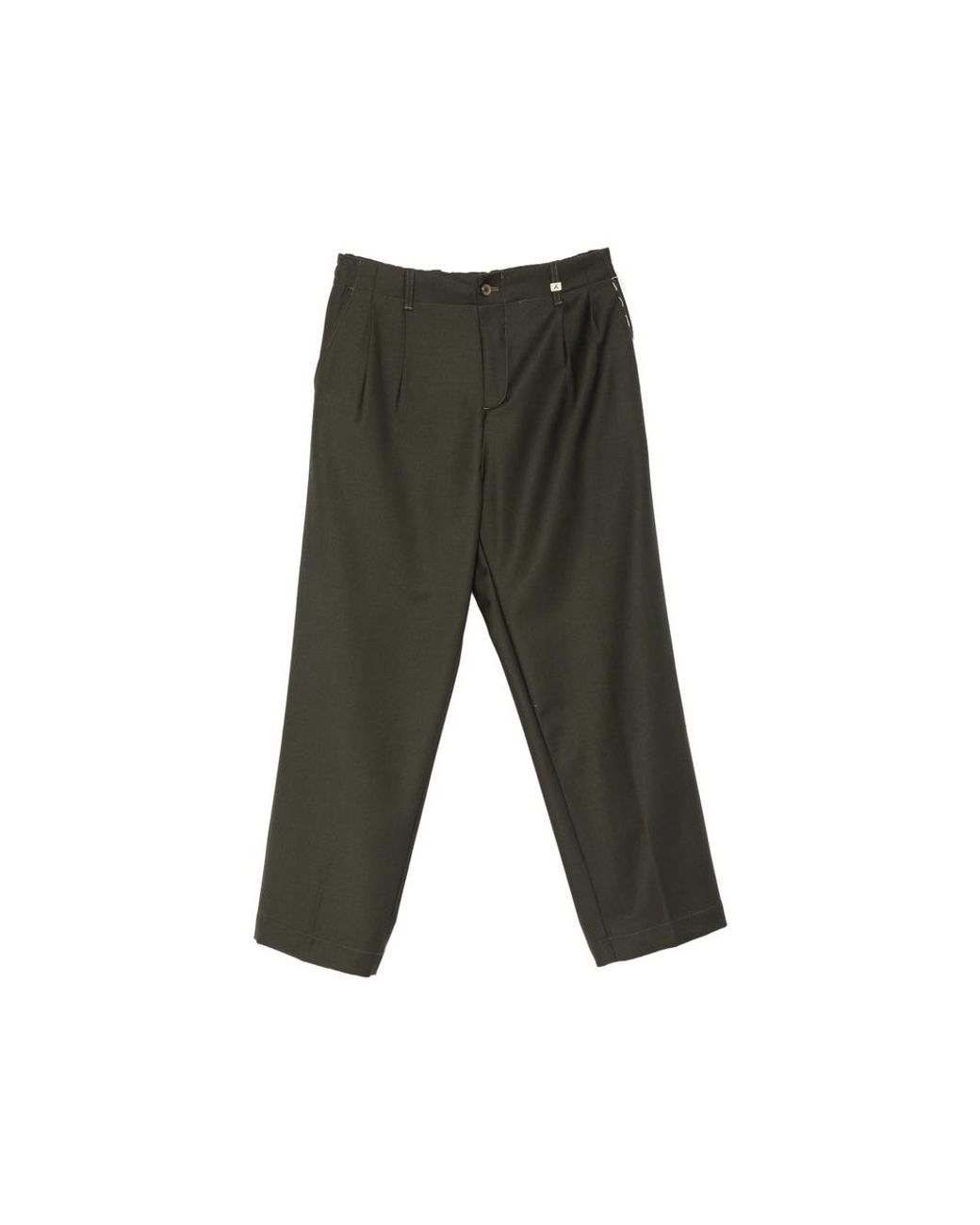 Myths Gray Pleated-Front Straight-Leg Trousers for men