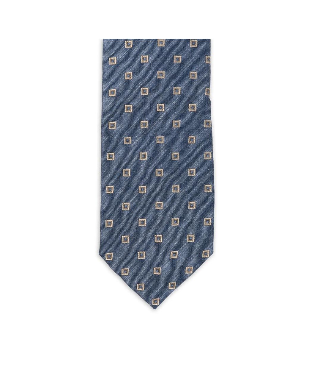 Barba Napoli Blue Geometric-Pattern Tie for men