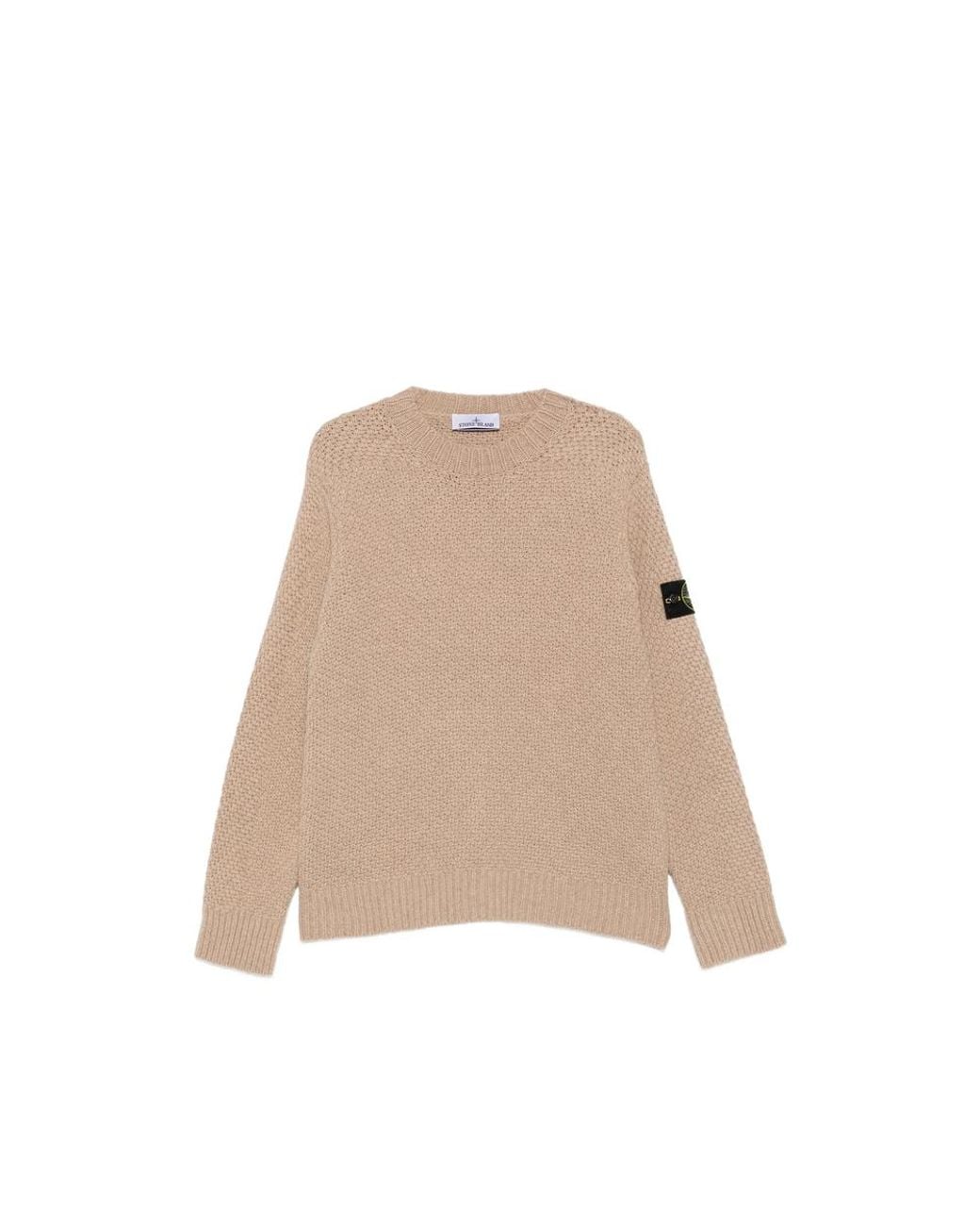 Stone Island Natural Compass-Patch Waffle-Knit Sweater for men