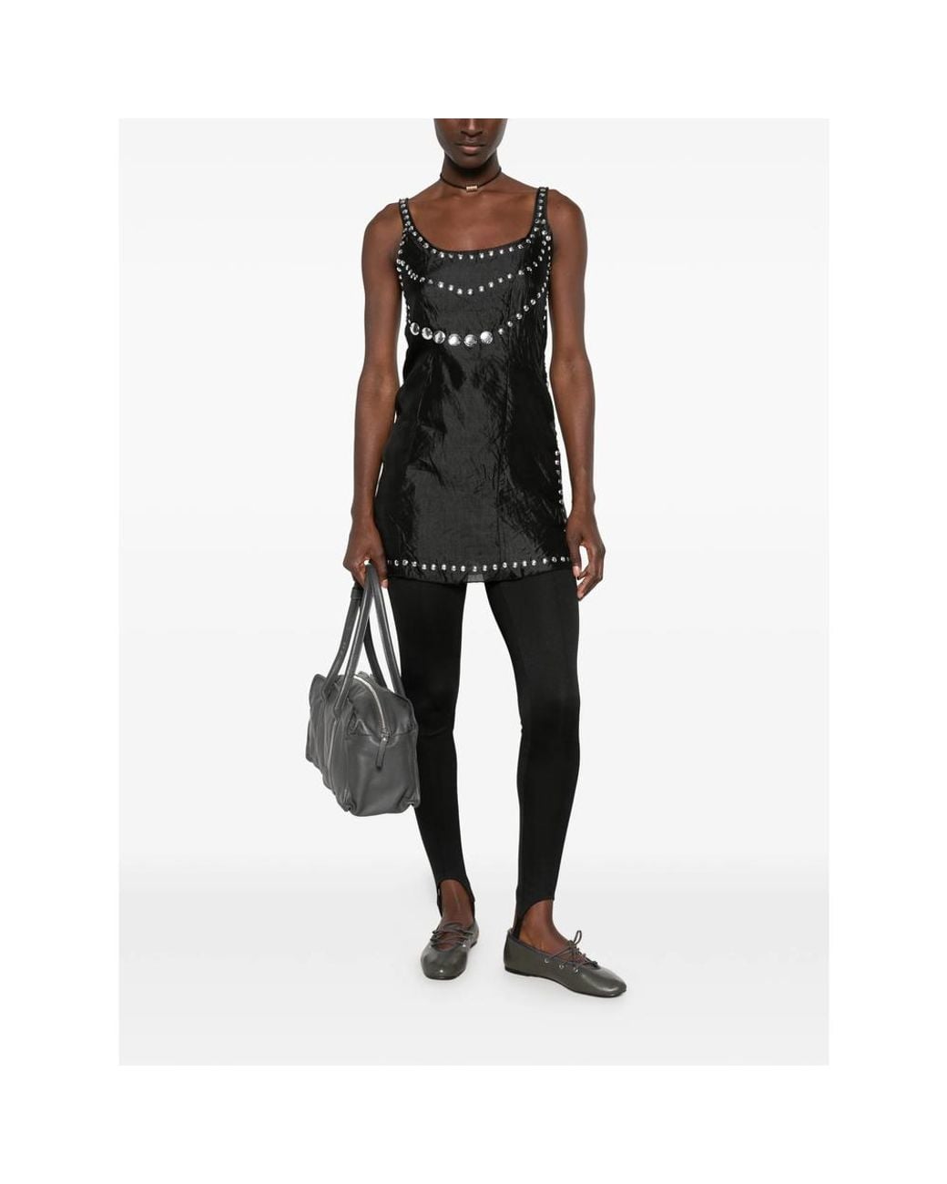 GIMAGUAS Black Claude Studded Mini Dress