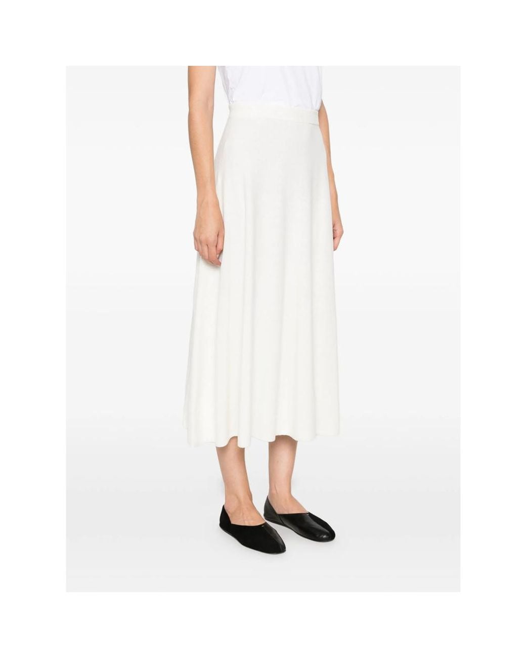 Fabiana Filippi White Knitted A-Line Midi Skirt