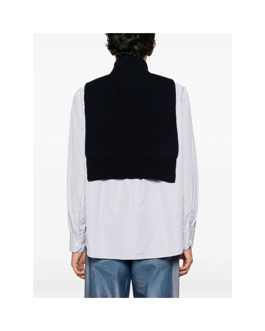 MM6 by Maison Margiela Black Ribbed-Knit Half-Zip Sweater for men