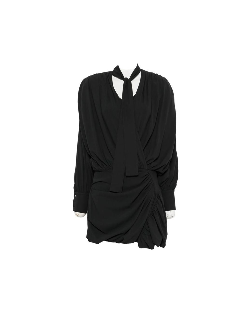 IRO Black Bounce Pussy-Bow Draped Mini Dress