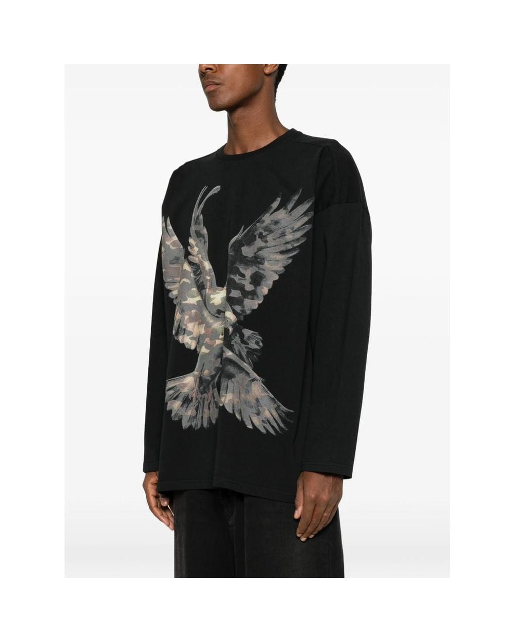 PDF Black Graphic-Print Long-Sleeves Sweatshirt for men