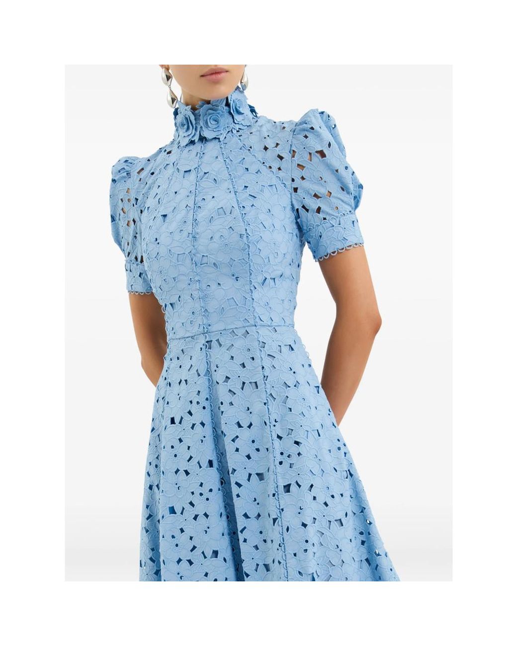 Rebecca Vallance Blue Kitsu High-Neck Midi Dress
