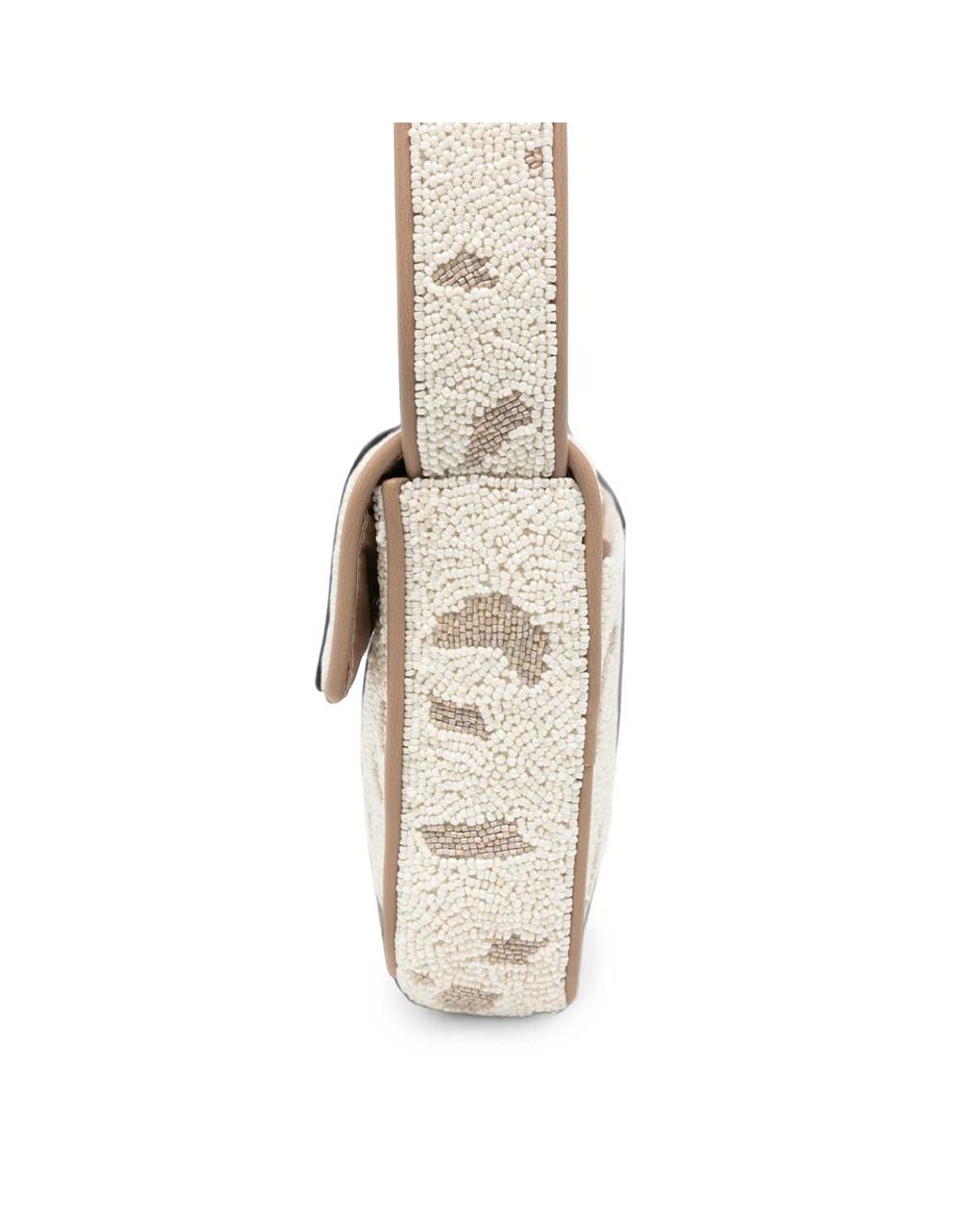 Staud White Bead-Embellished Tommy Shoulder Bag