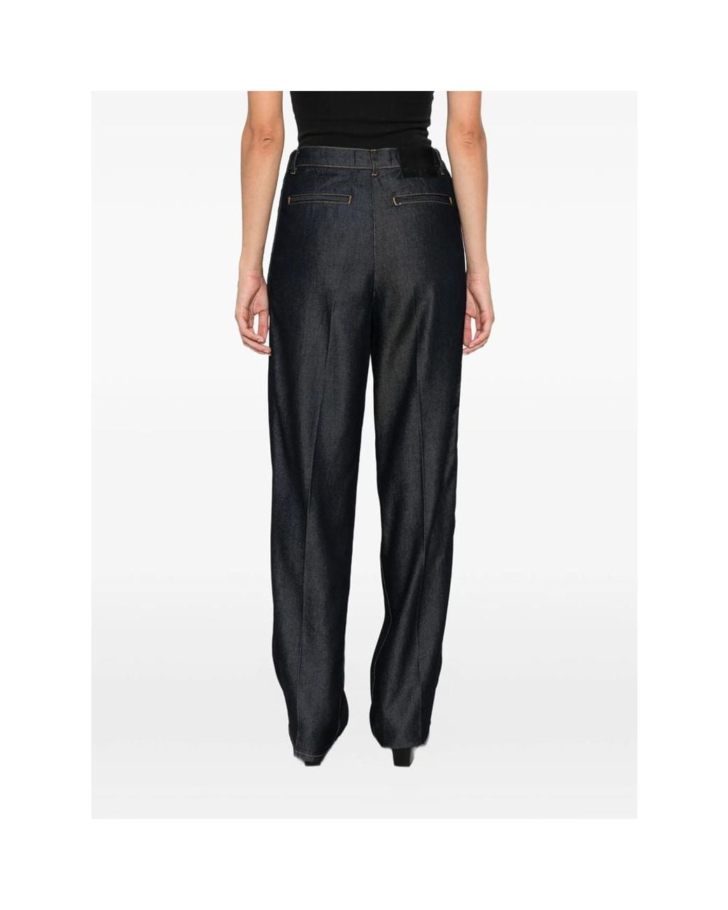 IRO Black Pleated Wide-Leg Jeans