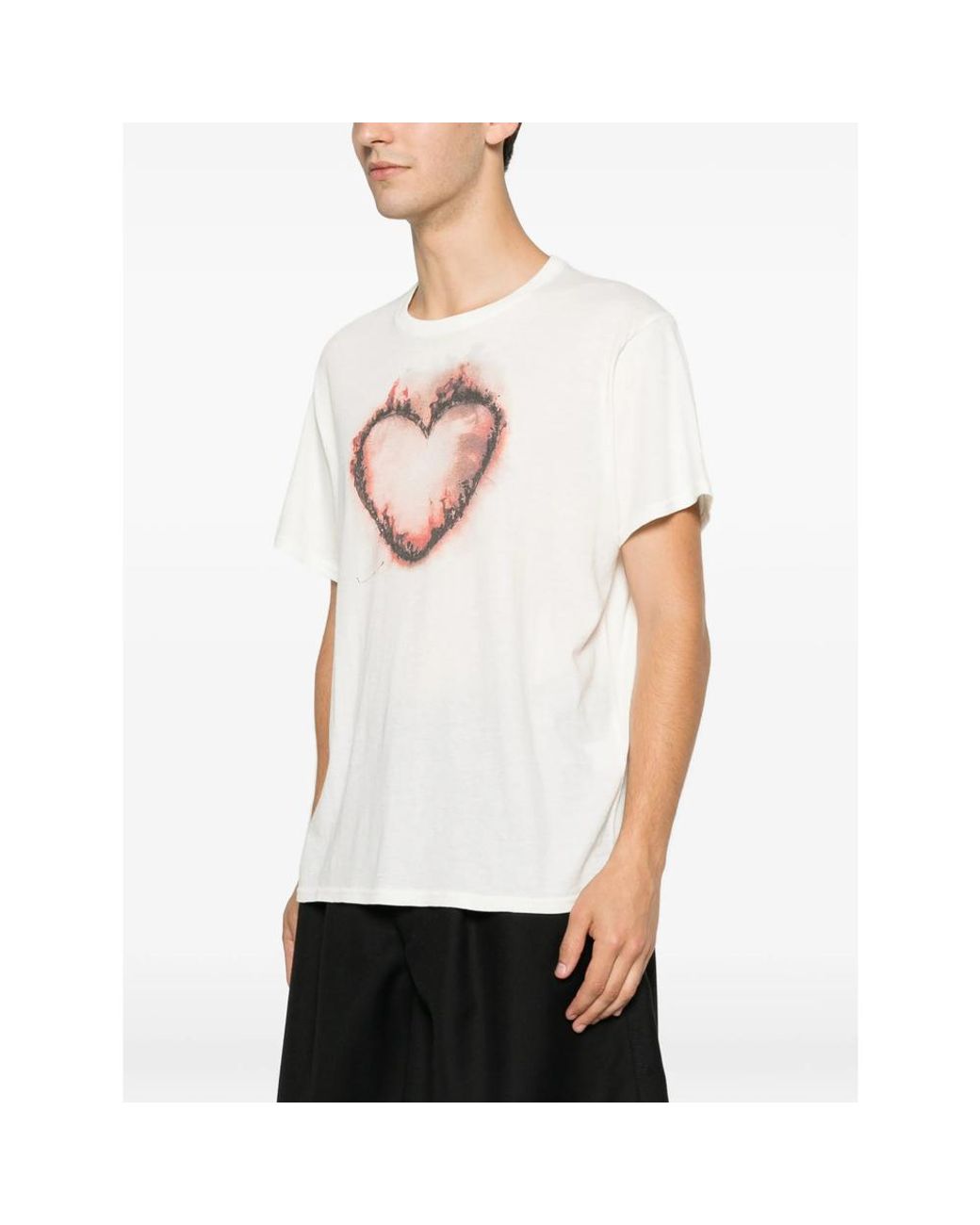 R13 White Heart-Print T-Shirt for men