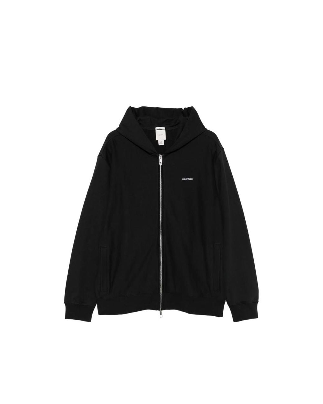 Calvin Klein Black Embroidered-Logo Zip-Up Hoodie for men