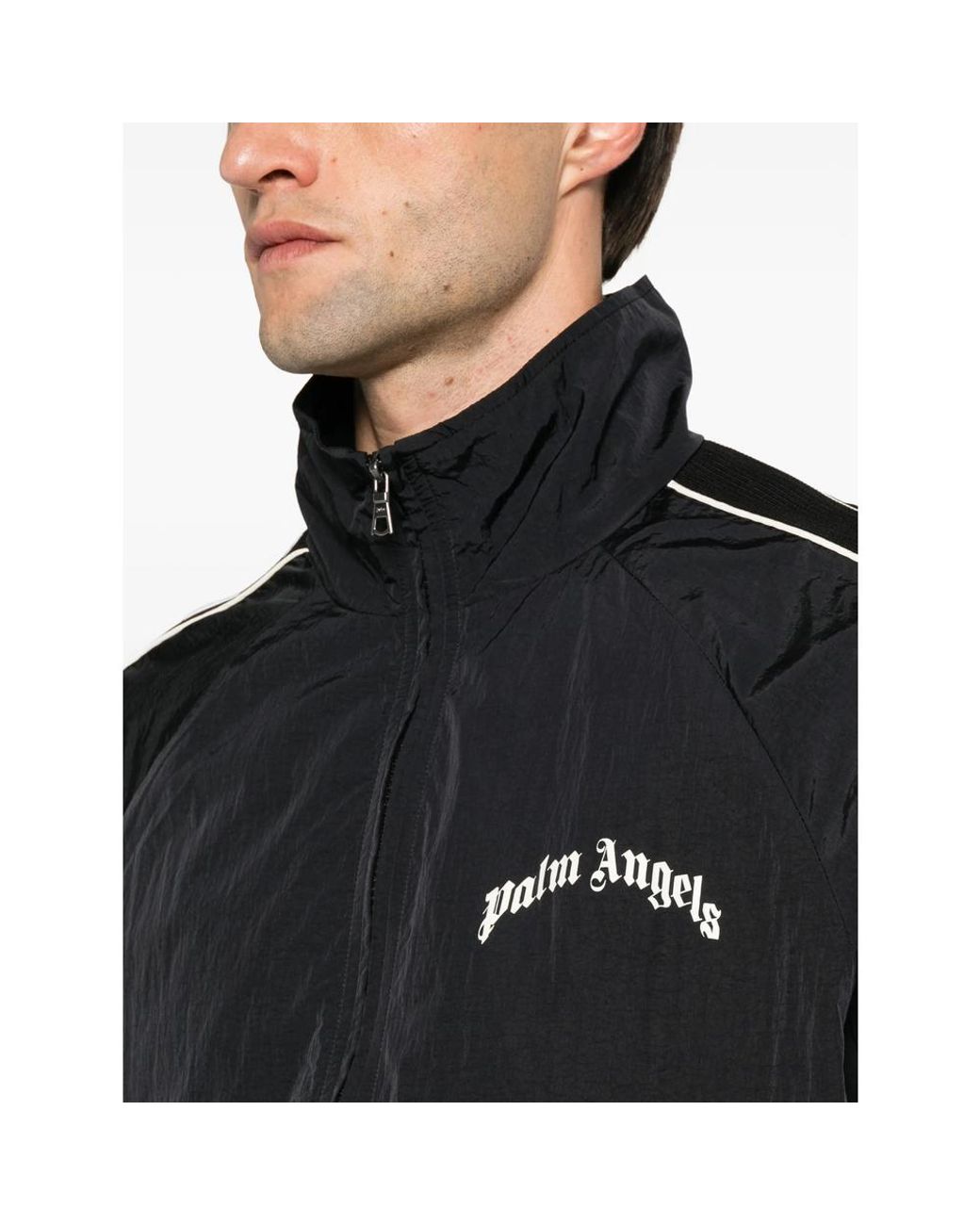 Palm Angels Black Logo-Print Track Jacket for men