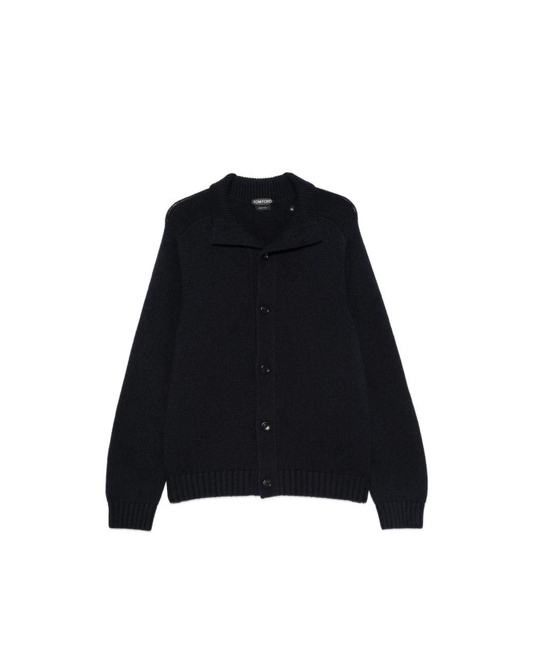 Tom Ford Black Ribbed-Knit Shawl-Collar Cardigan for men