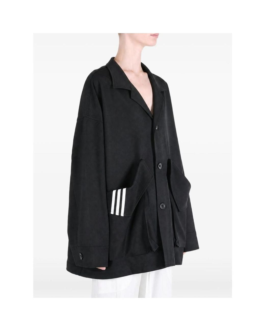 Y-3 Black Chore Oversized Logo-Patch Coat