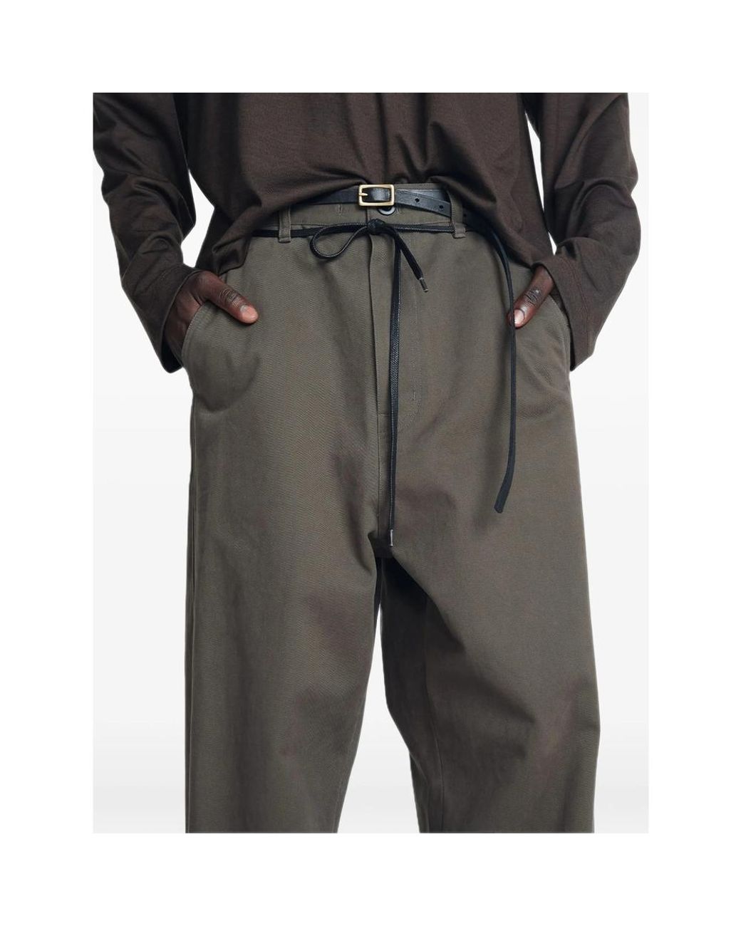 TONYWACK Gray Drawstring Button-Tab Trousers for men