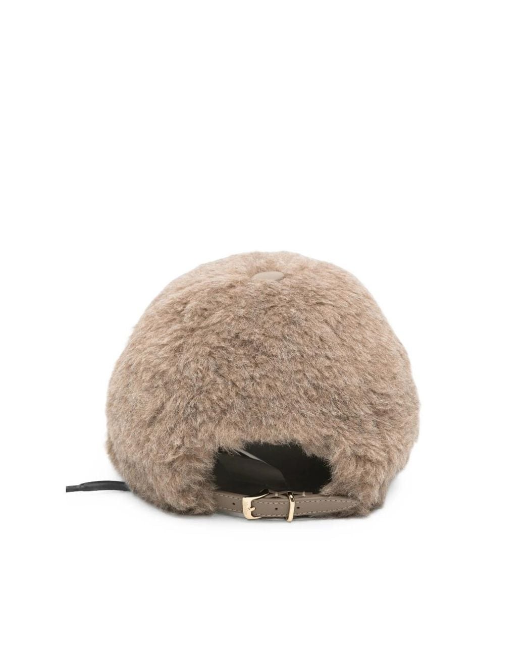 Max Mara Natural Logo-Patch Faux-Fur Cap