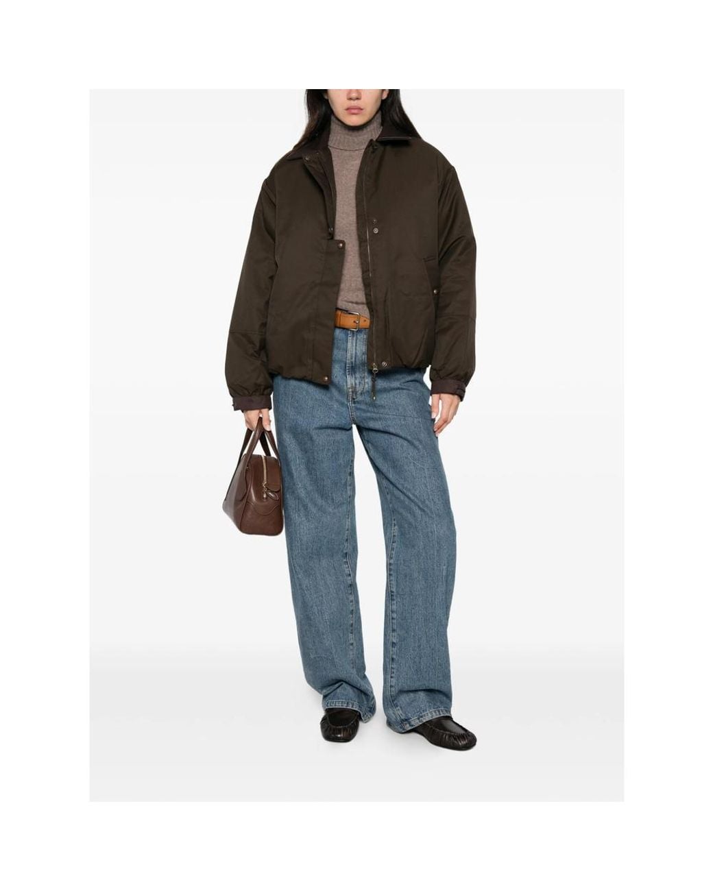 Sessun Green Leather-Collar Zip-Up Jacket