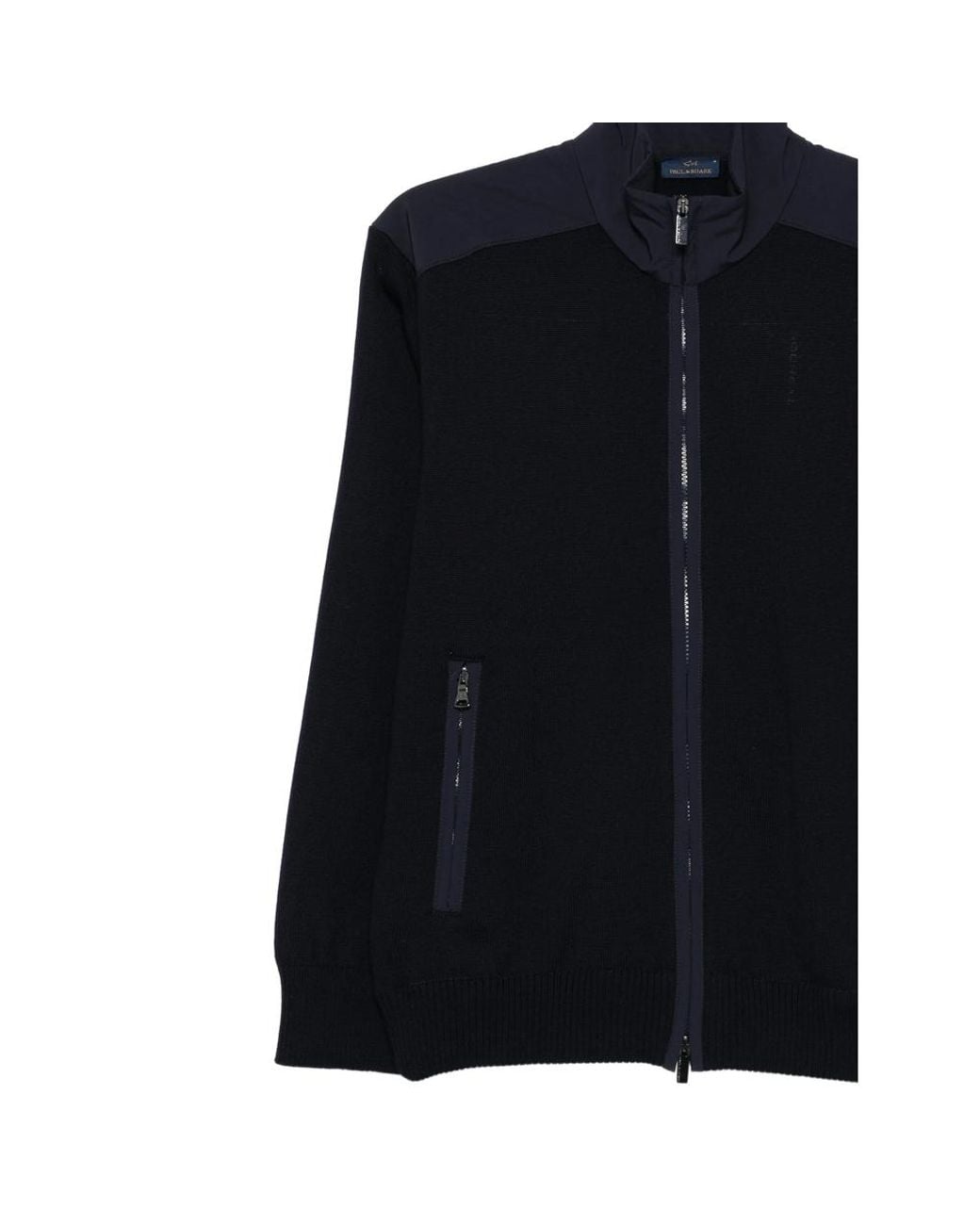 Paul & Shark Black Zip-Front Wool Cardigan for men