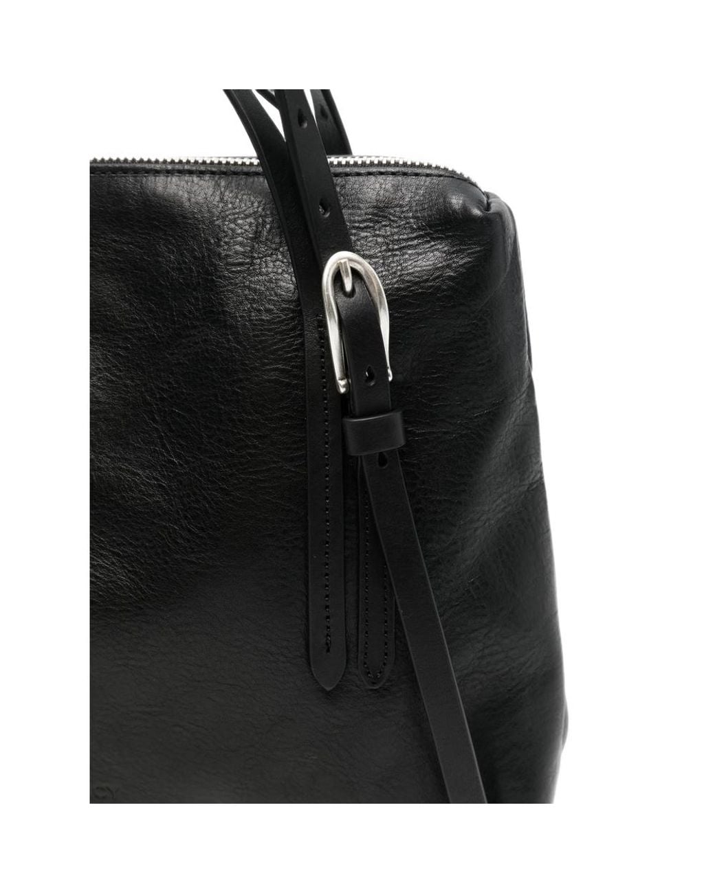 Our Legacy Black Buckle-Detail Leather Tote Bag for men