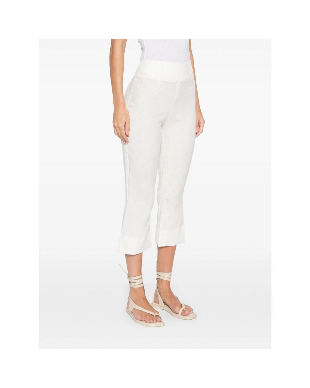 Faithfull The Brand White Cropped High-Rise Trousers