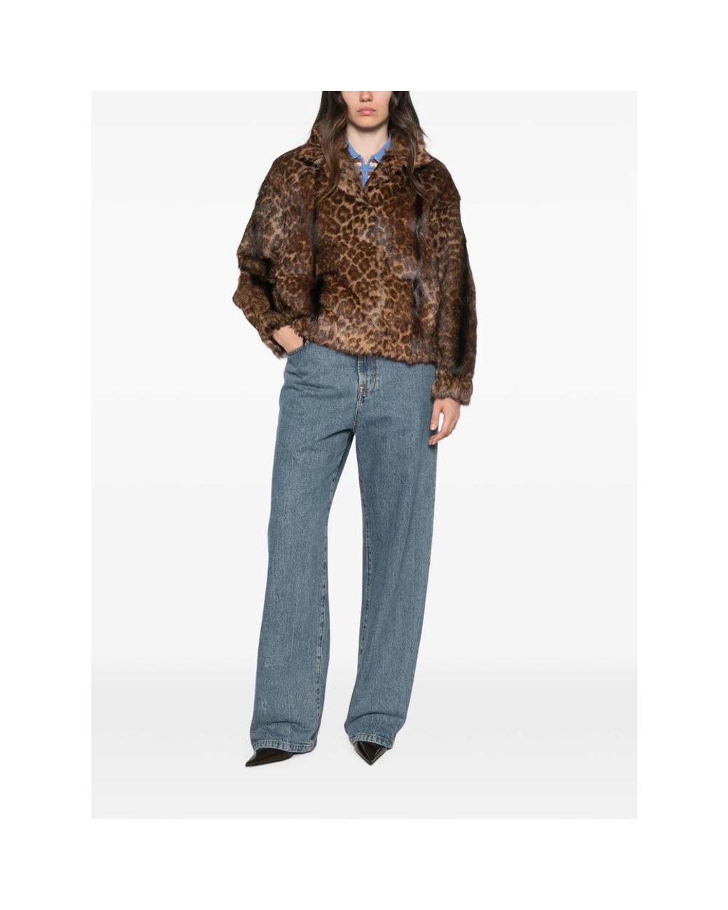 Salvatore Santoro Brown Leopard-Print Long-Sleeve Jacket