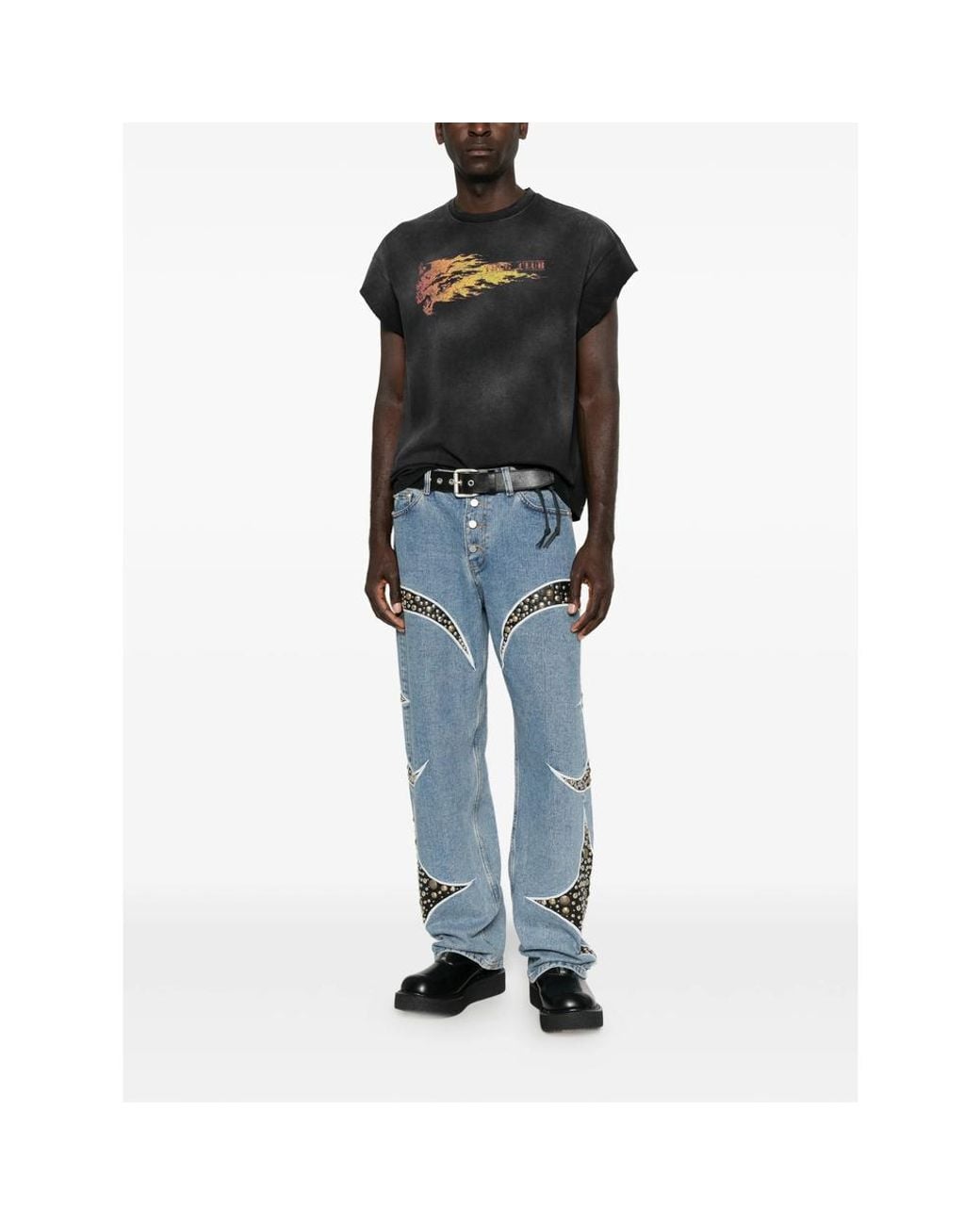 THUG CLUB Black Graphic-Print Washed T-Shirt for men