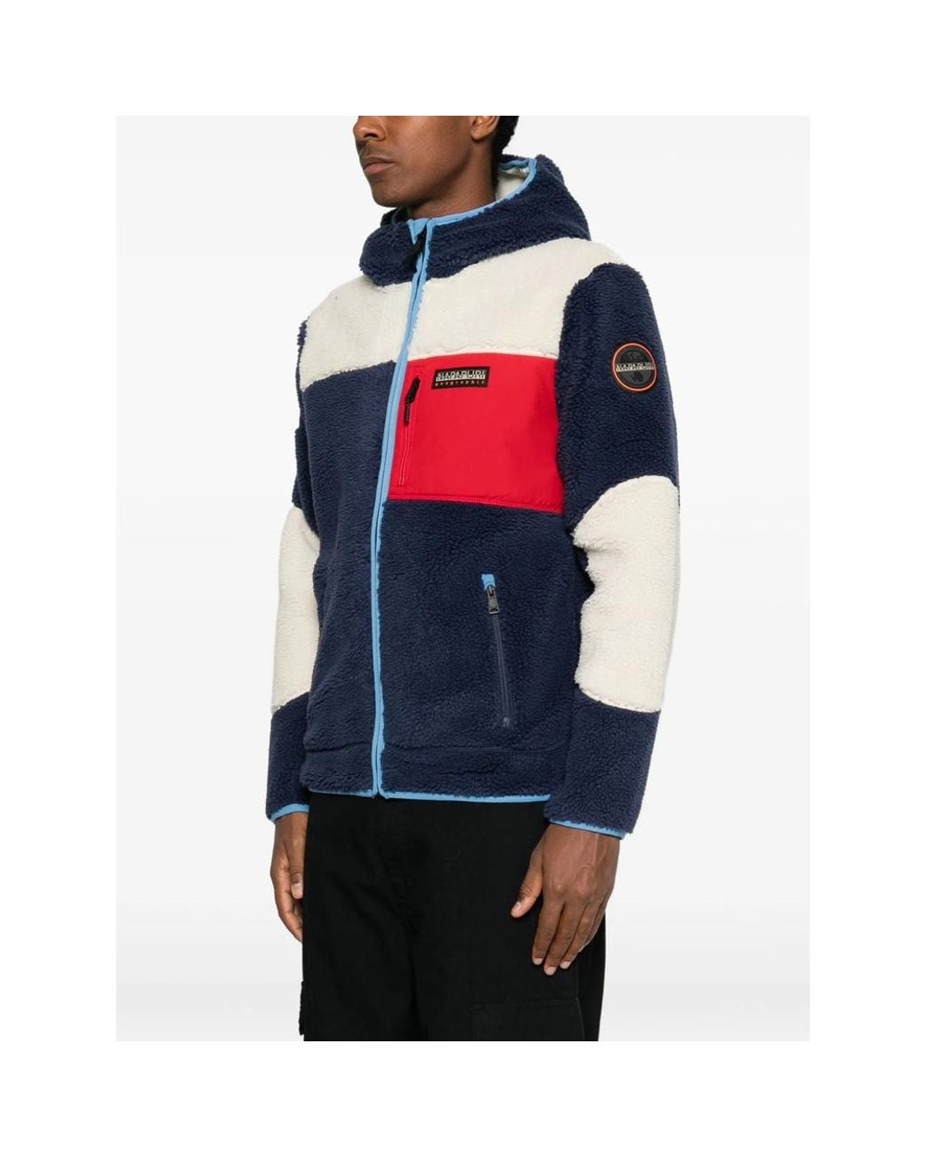 Napapijri Blue Colour-Block Fleece Jacket for men