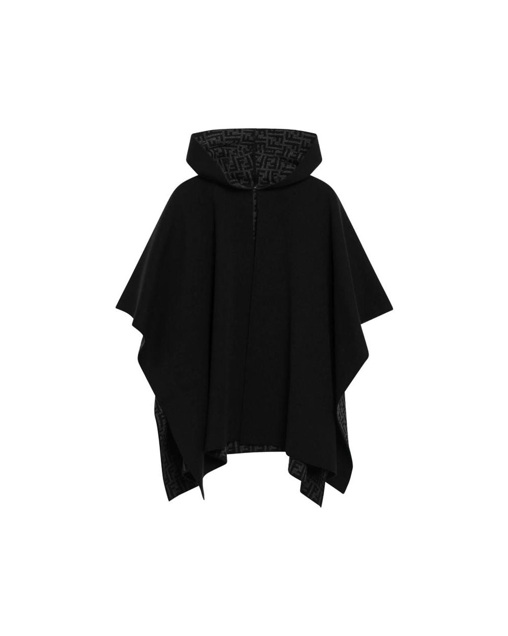 Fendi Black Ff Zucca Logo-Pattern Hooded Poncho