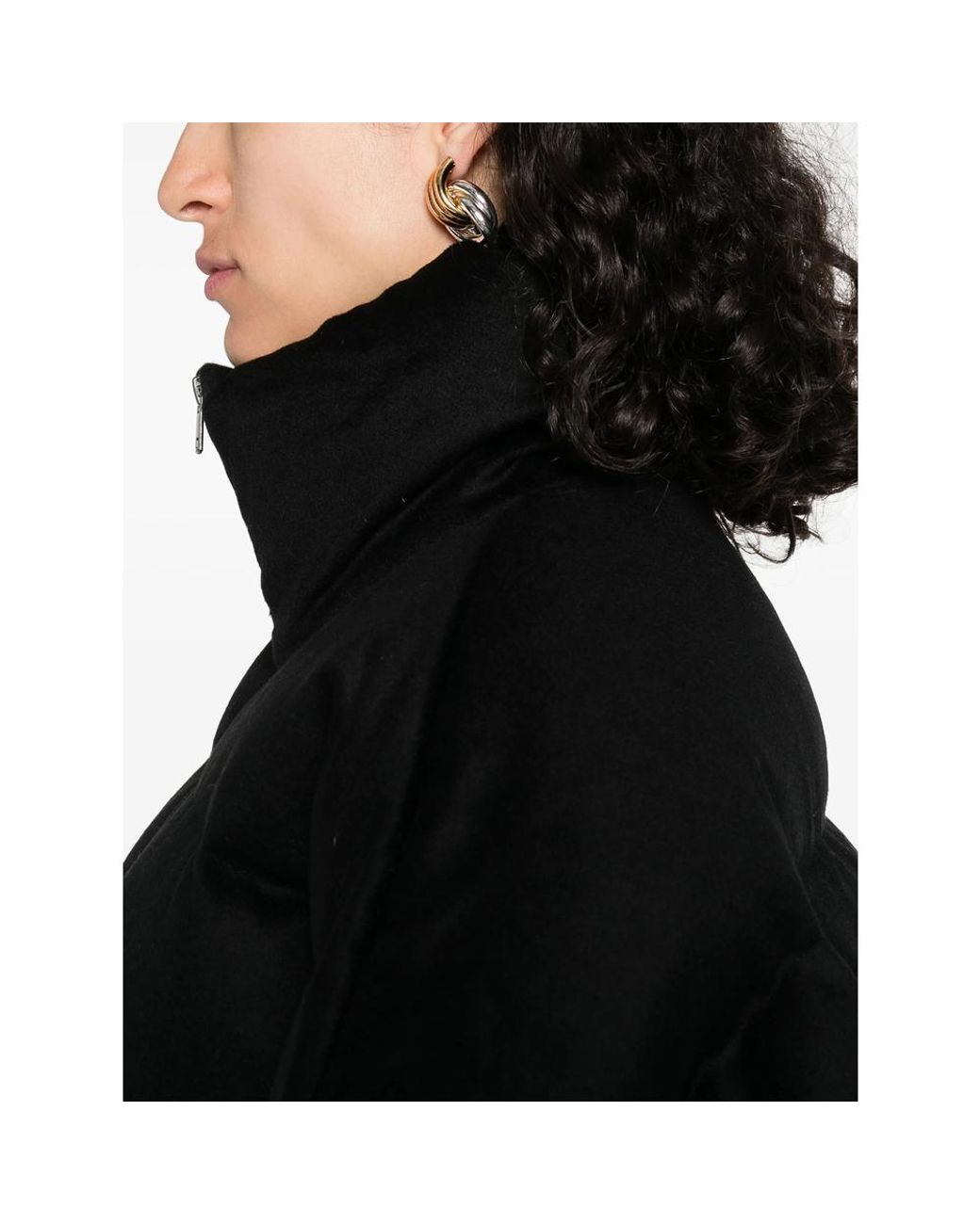 Soft Goat Black High-Neck Puffer Jacket