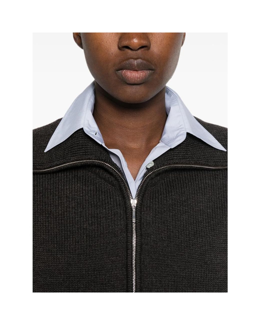 LAMRONS Black Flap-Pocket Zip-Up Cardigan