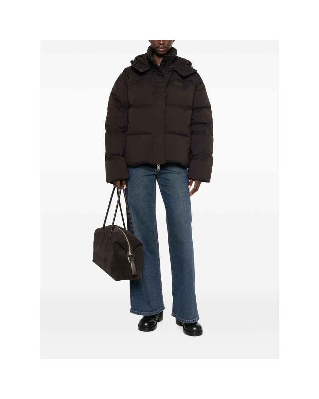 Gestuz Brown Quilted Hooded Puffer Jacket