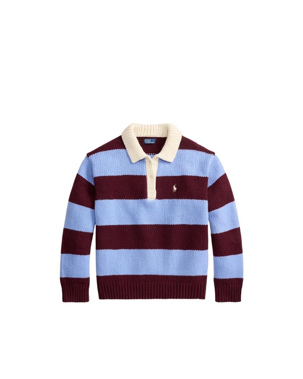 Ralph Lauren Blue Striped Rugby Polo Sweater
