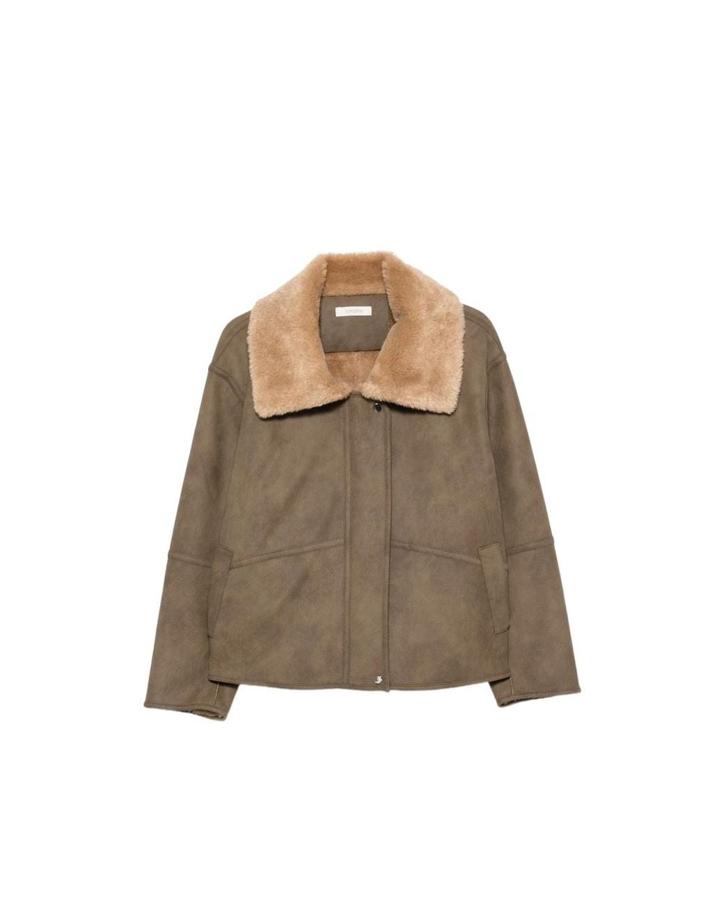 JC Sophie Natural Faux-Shearling-Collar Jacket